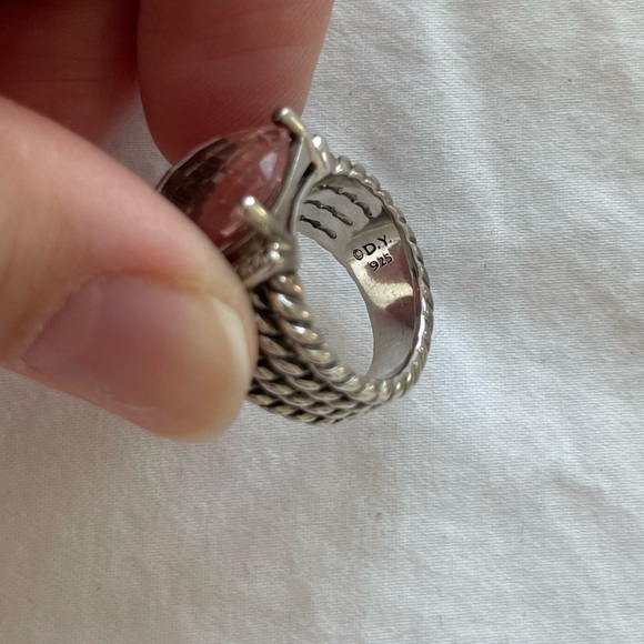 David Yurman Wheaton® Ring with Morganite and Pavé Diamonds Size 6 - Picture 11 of 14